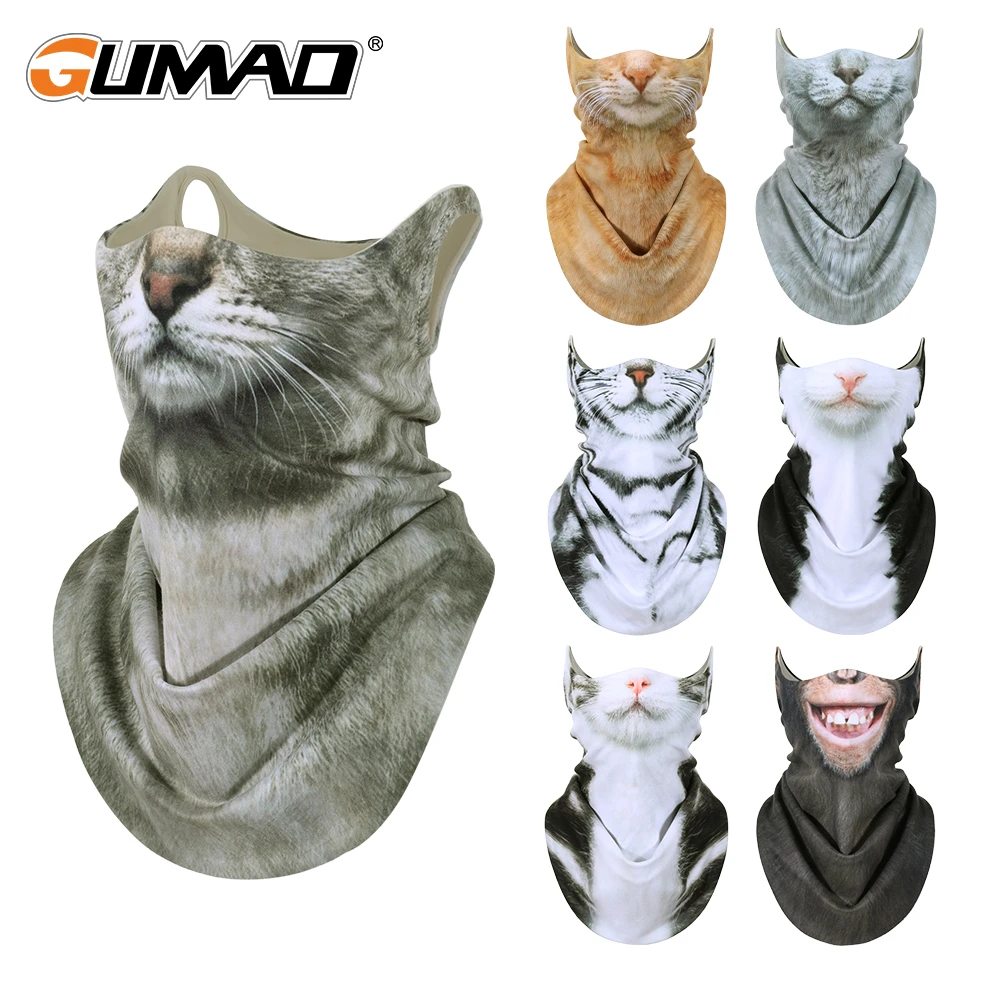 3D猫脸面罩GUMAO挂耳跑步骑行滑雪面罩动物面巾德绒防风护脸巾