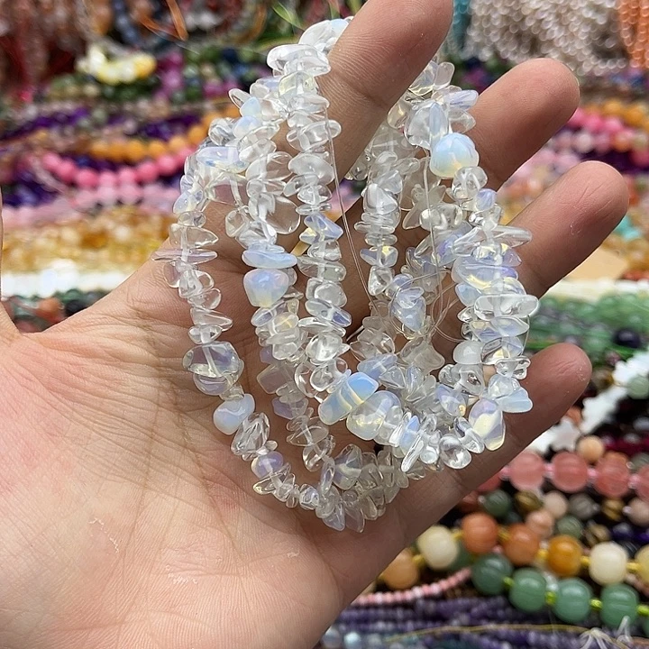 玛瑙/玉髓未镶嵌珠宝半成品一条蛋白石碎石75cm左右