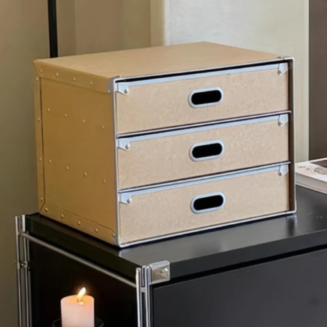 MOMO抽屉式收纳箱桌面原木浆整理分类储物箱多层卡板箱子ins风XX