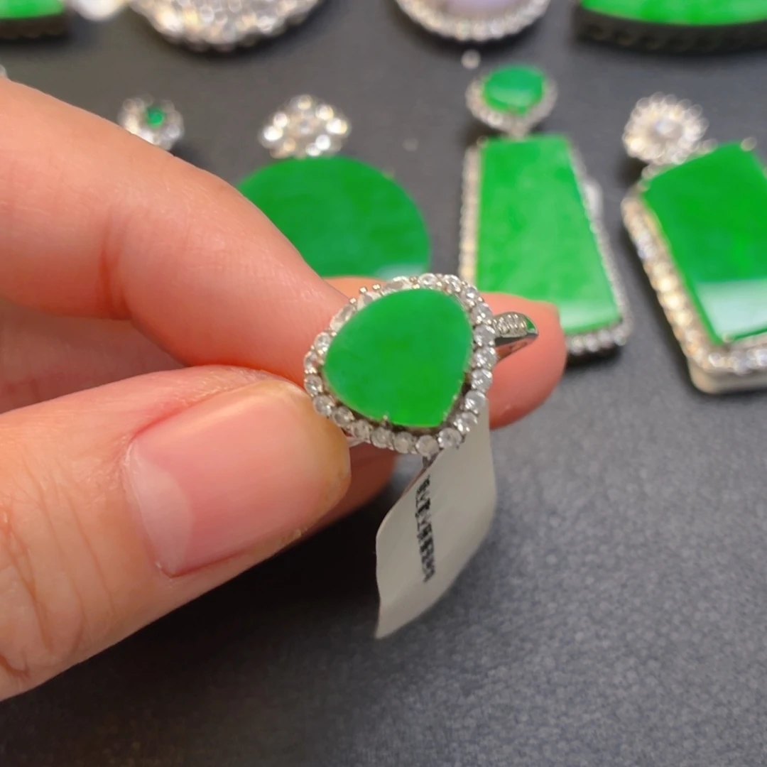 翡翠银S925镶嵌吊坠(不含链)戒指