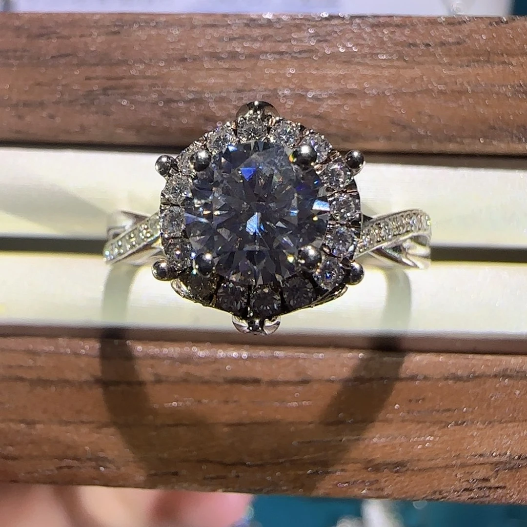 实验室培育钻石铂Pt950镶嵌一克拉王室庄园16圈口（6克多）