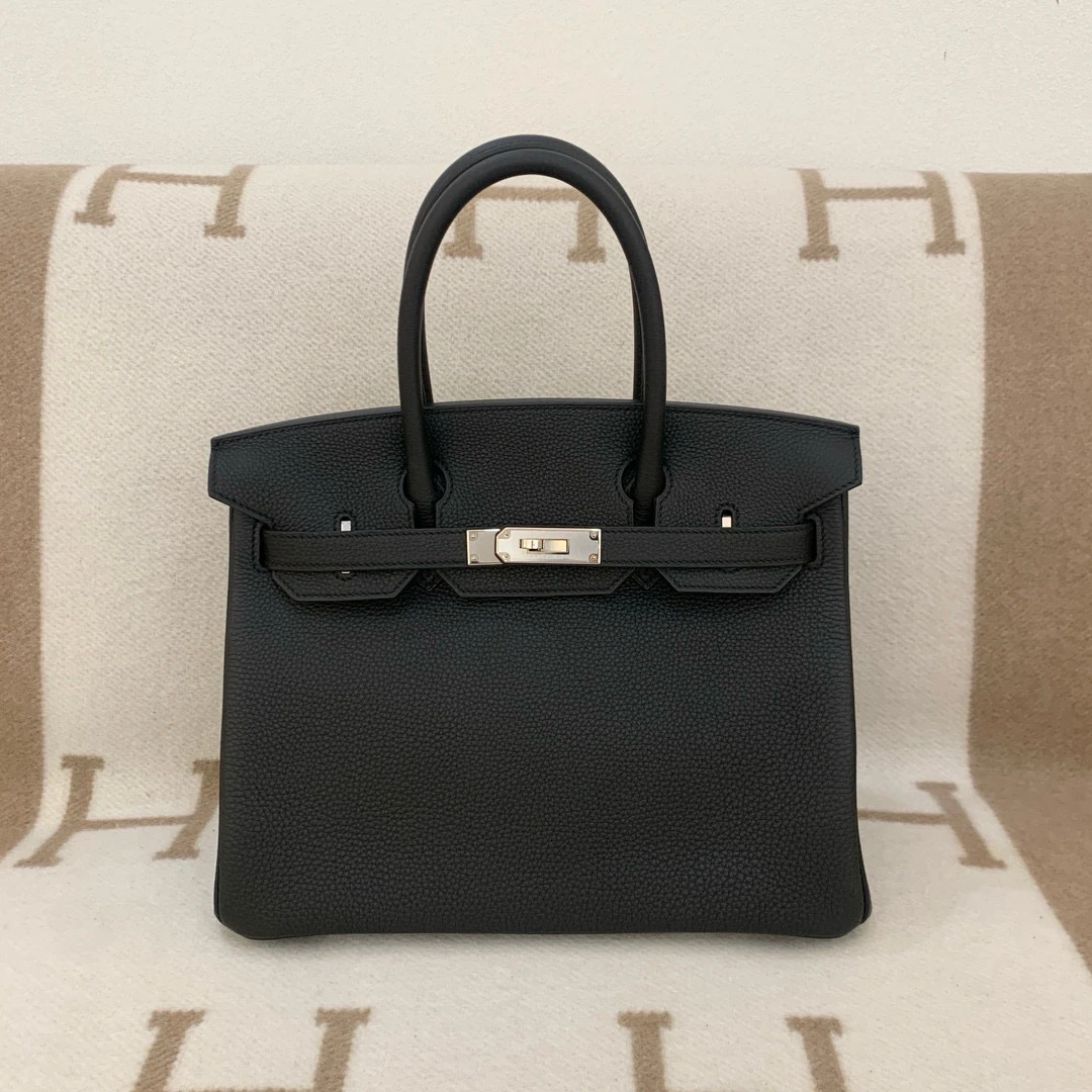 99新 Hermes/爱马仕 birkin 30 Y togo 89 黑色银扣238000 0918m1