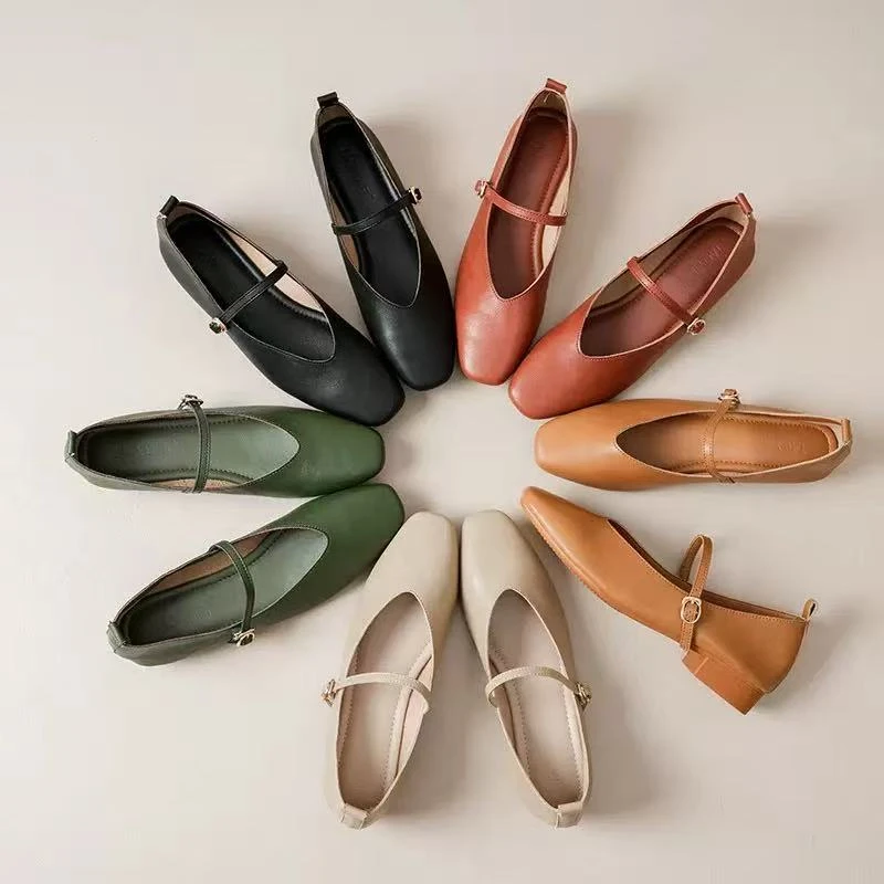 2025年春季方头搭扣玛丽珍鞋夏季低跟单鞋平底百搭韩版公主风软底