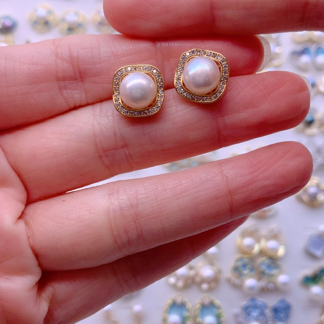 合金淡水珍珠耳饰