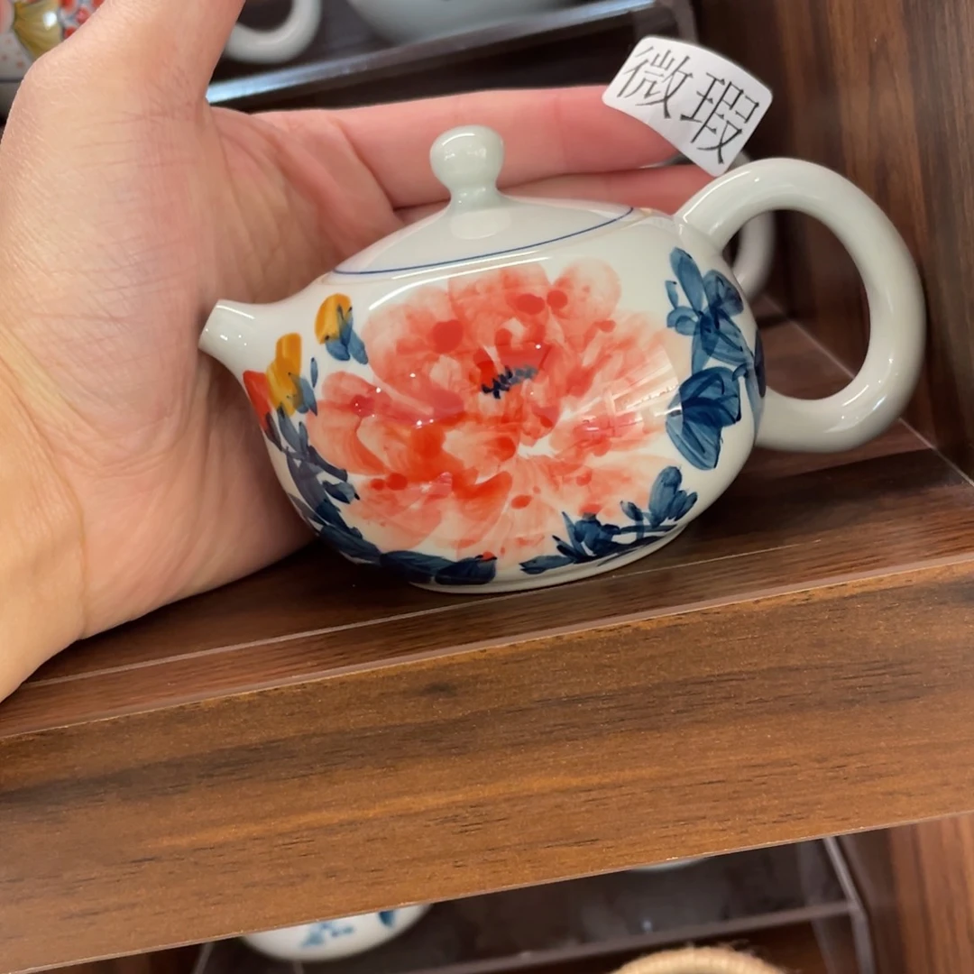 釉下手绘茶具微瑕