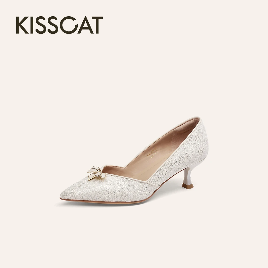 【商场同款】接吻猫2025年春季都市时装时尚尖头浅口单鞋KA65125-13