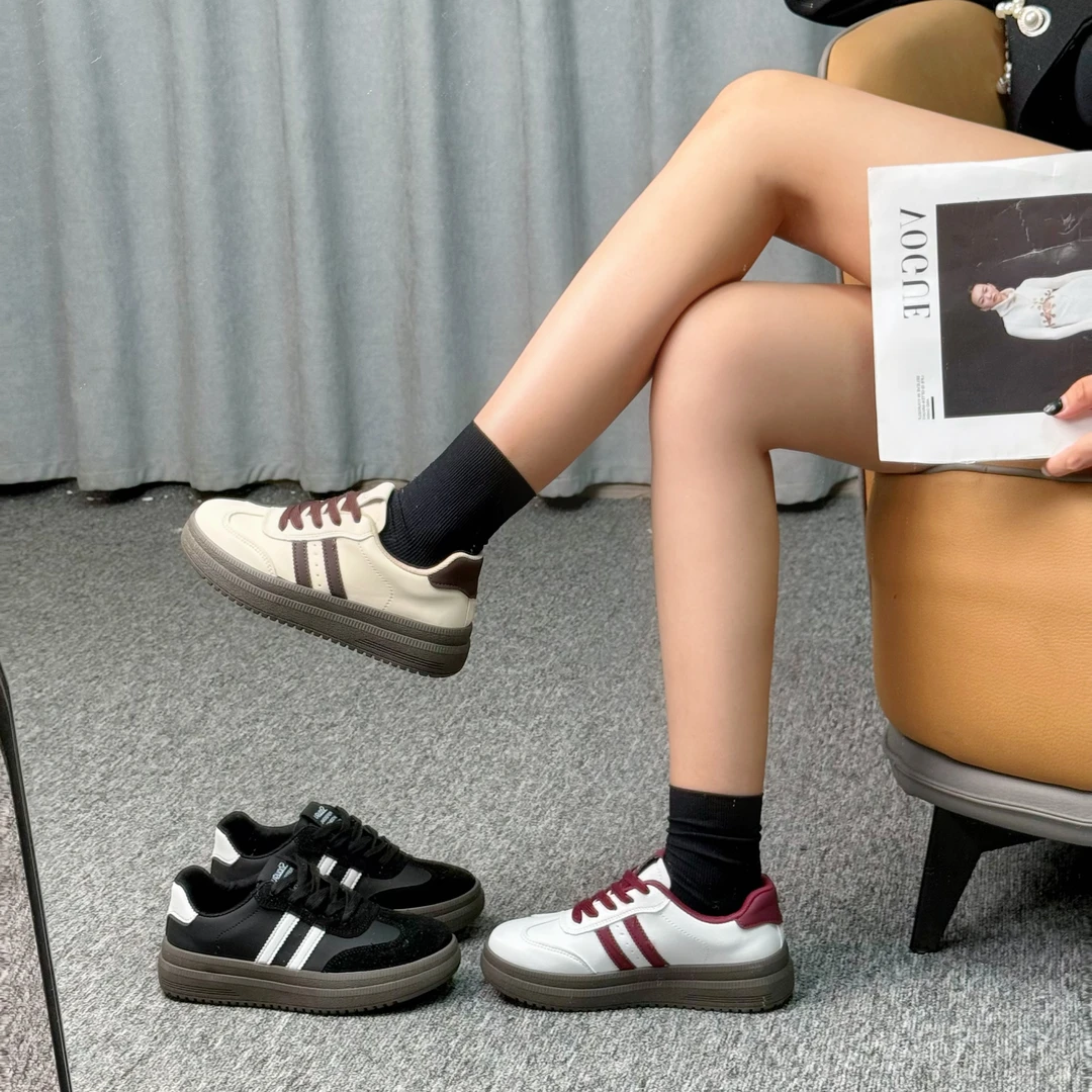 复古德训鞋女2024年新款加厚厚底百搭鞋子女小众秋季板鞋A04