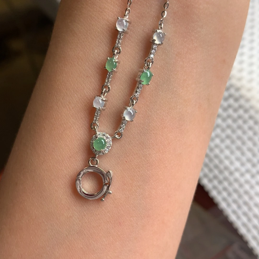 翡翠银S925镶嵌戒指项链