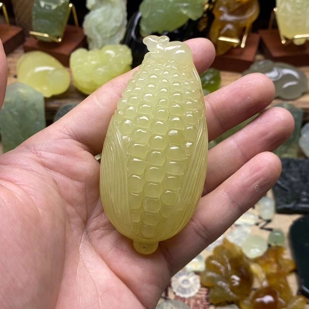 未镶嵌岫玉玉米手把