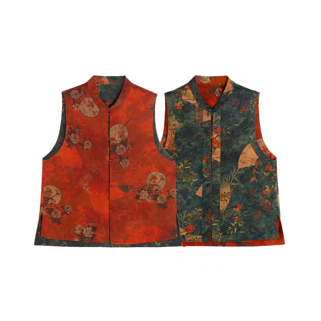 反季专场香云纱新款国风气质款双面穿马甲RB121701