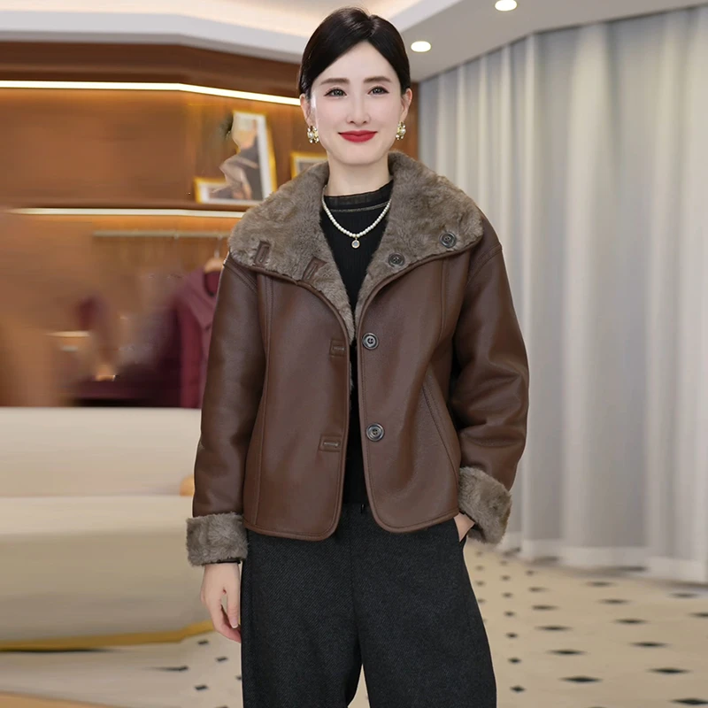 2025冬季新款中老年妈妈装毛领双面穿时尚洋气加厚保暖外套