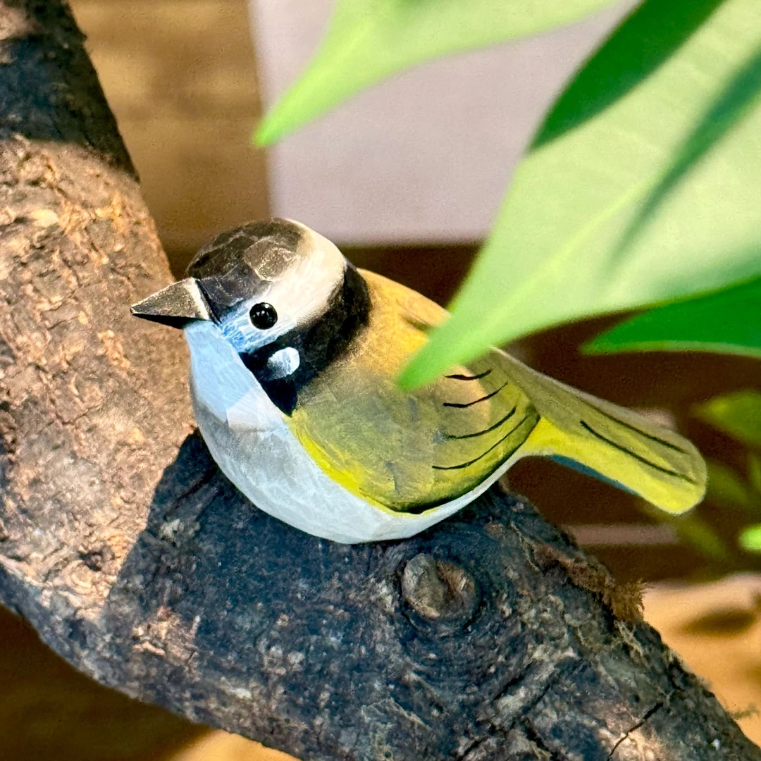 白头鹎木雕小鸟摆件纯手工木作雕刻家居桌面办公摆件小众生日礼物