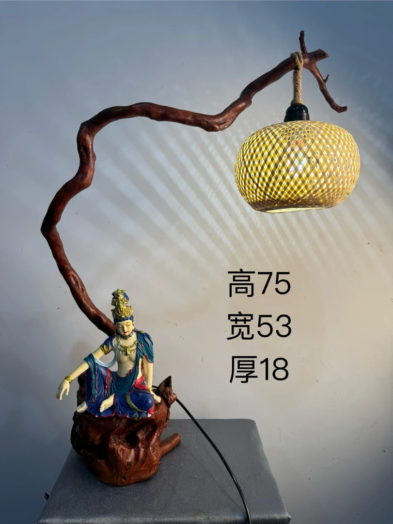 天然杜娟根禅意氛围灯适合茶室茶空间搭配