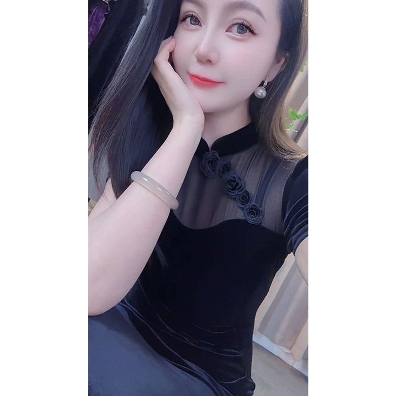 国风旗袍裙长裙新中式连衣裙修身X型裙气质礼服夏季设计师