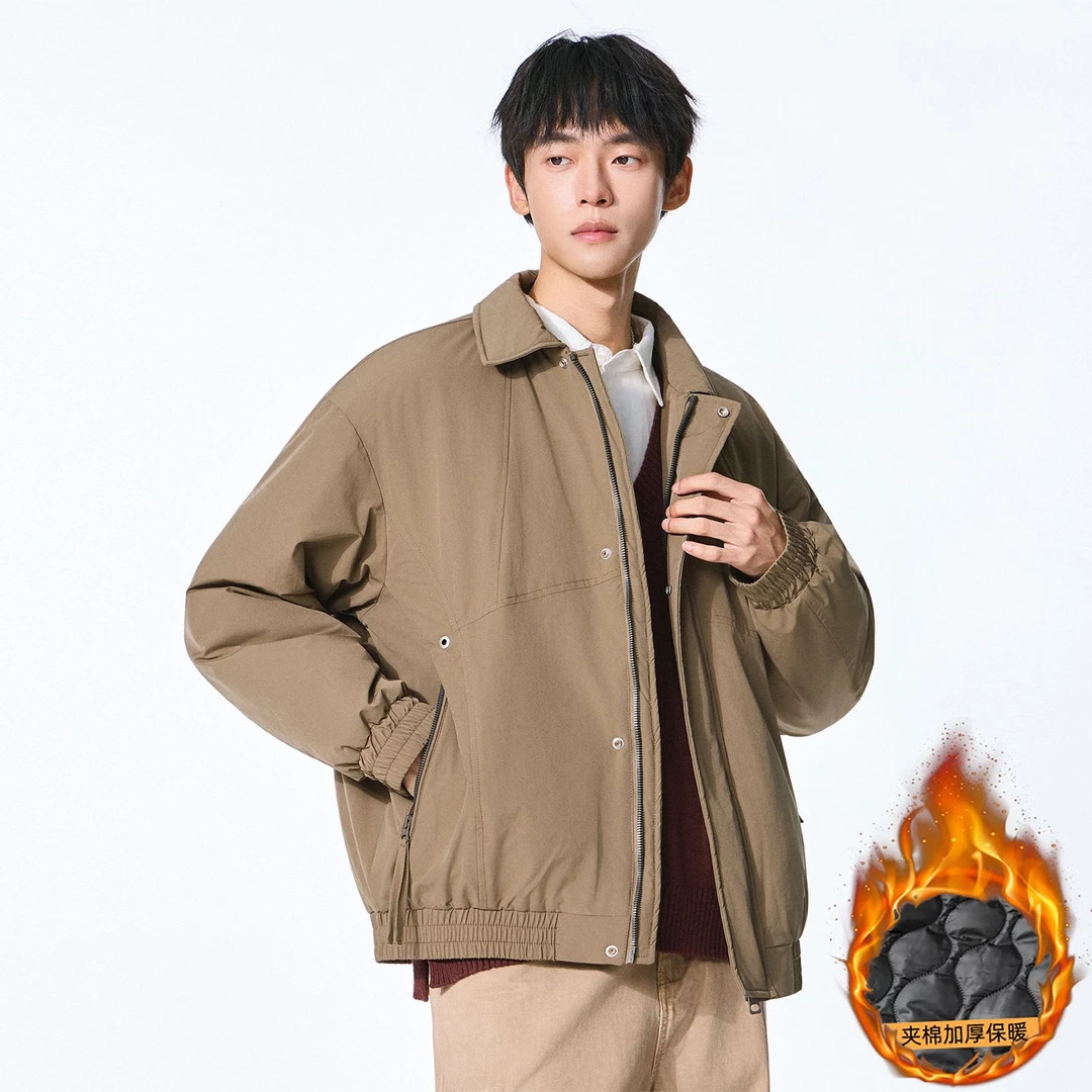 2025秋冬新款翻领工装夹克男户外登山服棉服