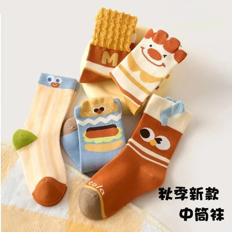 儿童袜子长筒秋冬款高筒袜可爱儿童秋季中筒袜儿童秋冬撞色中筒袜