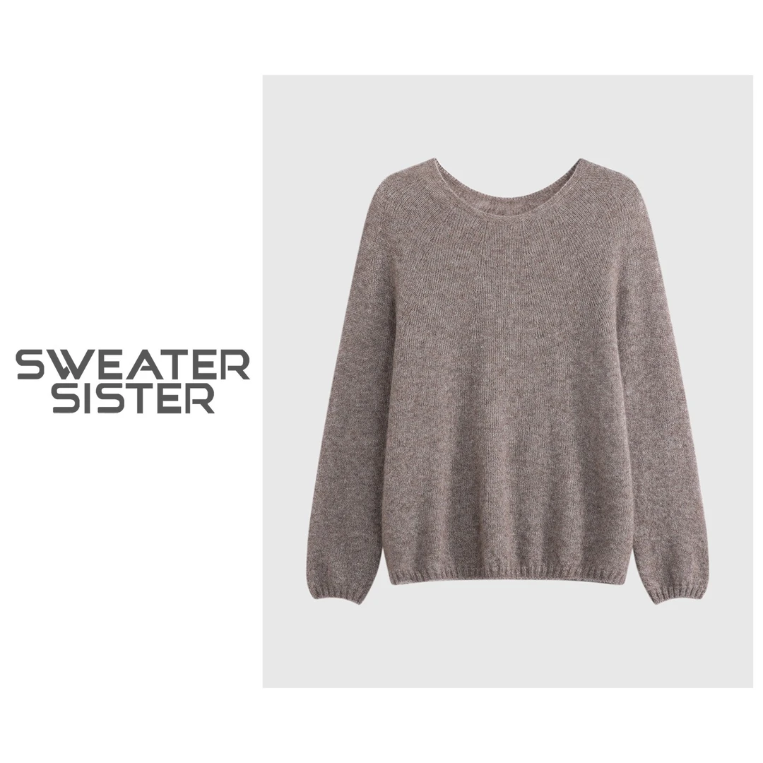 法式圆领多色系宽松百搭长袖针织衫女258-2414