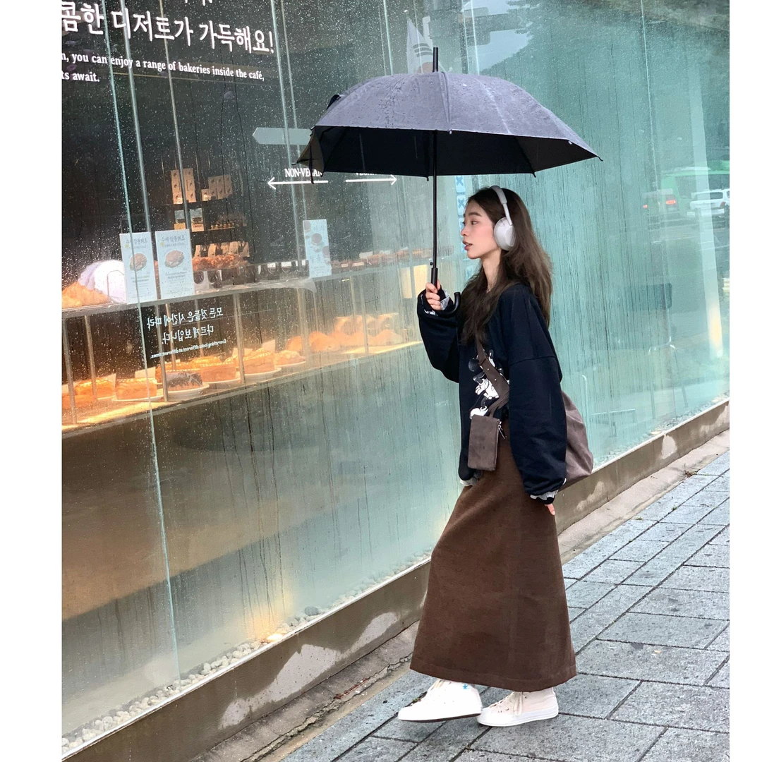 「梨形天菜」超显瘦！自留 早秋超细腻灯芯绒半身裙