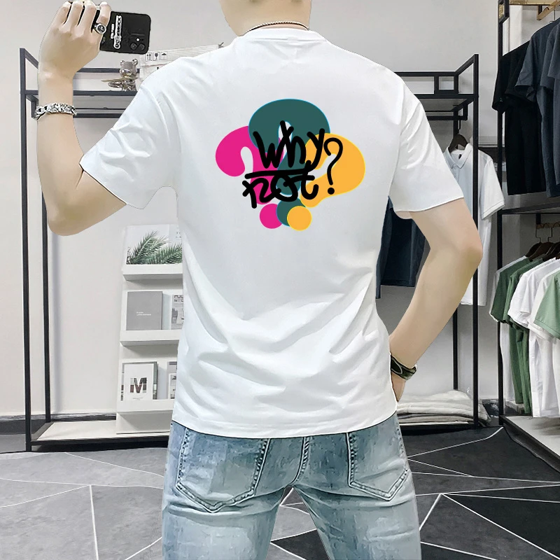 男士短袖t恤夏季新款潮流印花修身半袖上衣休闲百搭时尚ins圆领