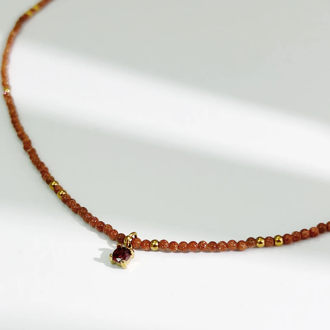 钛钢仿水晶项链 【金沙】极细金沙项链锁骨链轻奢毛衣链