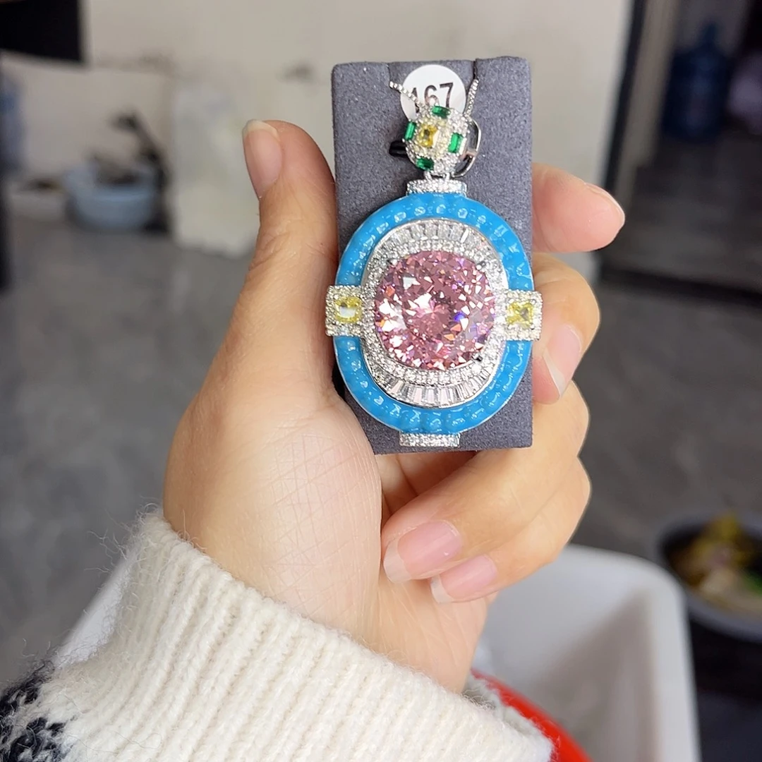 颈饰彩色蓝宝石银S925镶嵌