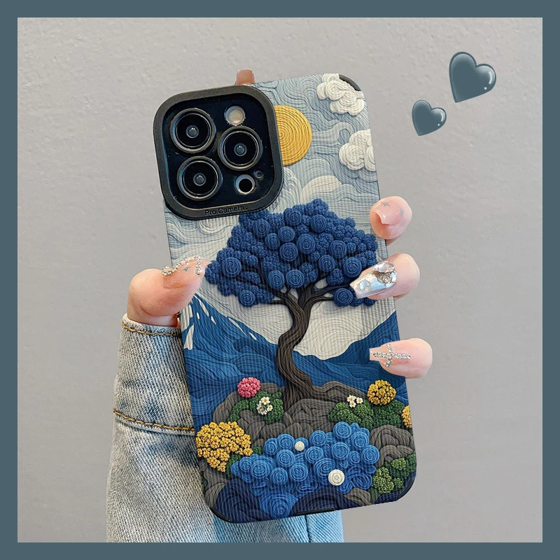 适用渐变山川玫瑰苹果华为vivo小米oppo红米荣耀iPhone16手机壳15