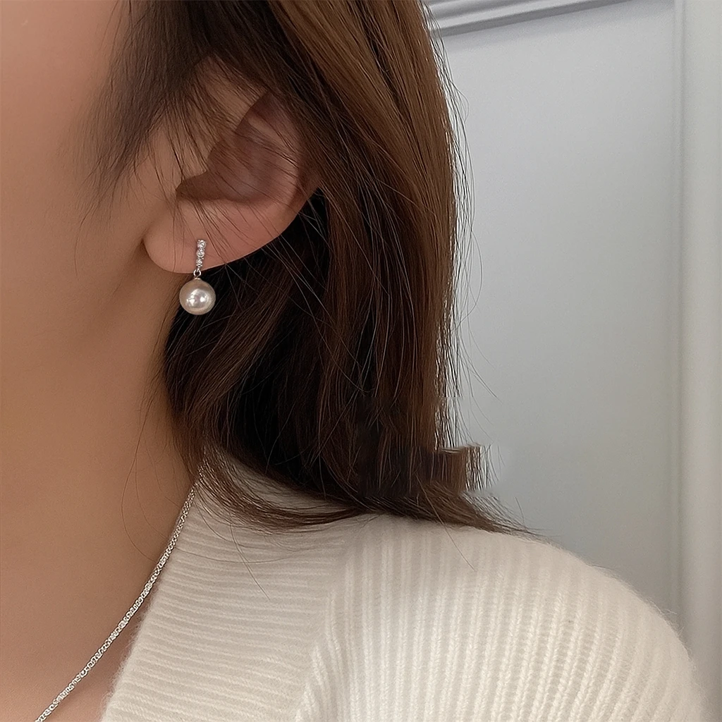 铜合金耳饰 温柔百搭三颗闪闪珠耳环女2025新款独女高级感耳钉