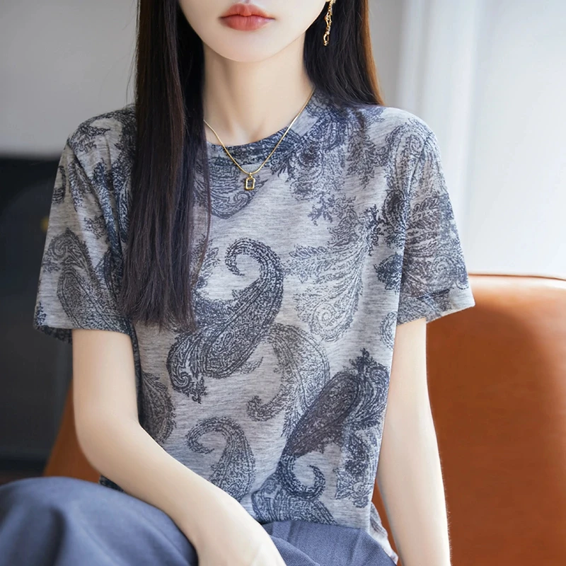 时尚女装品牌新款夏季潮流花短袖T恤女时尚洋气百搭减龄上衣女