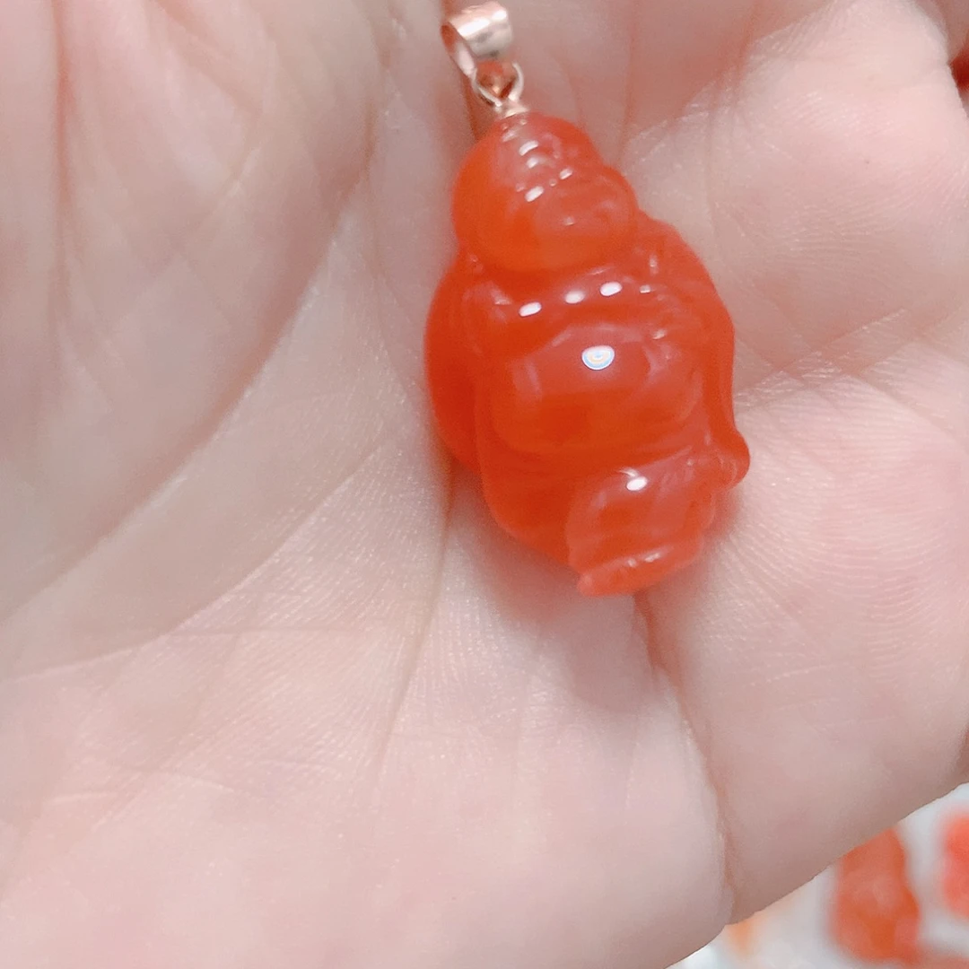 南红玛瑙银S925镶嵌吊坠(不含链)