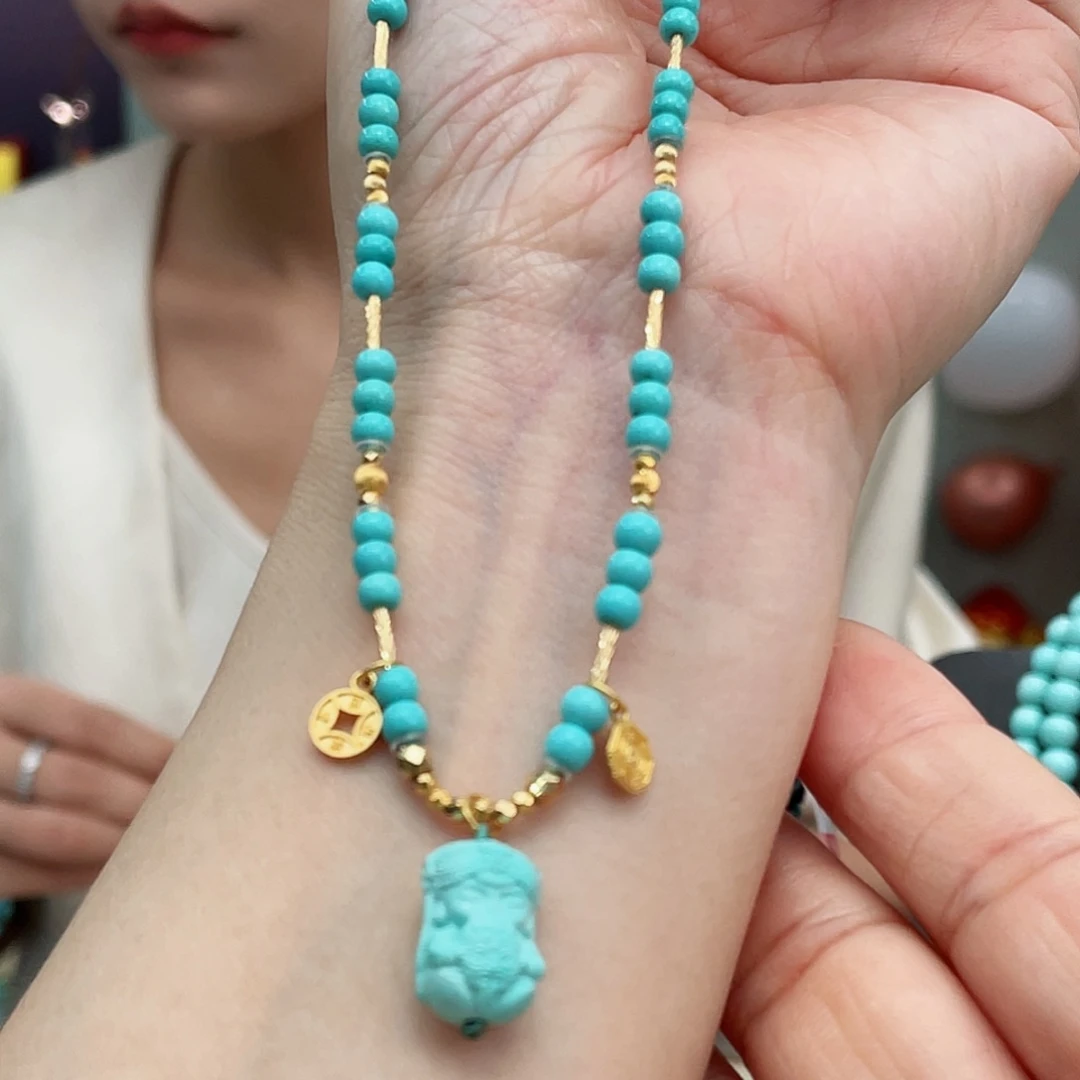 绿松石颈饰18K金镶嵌