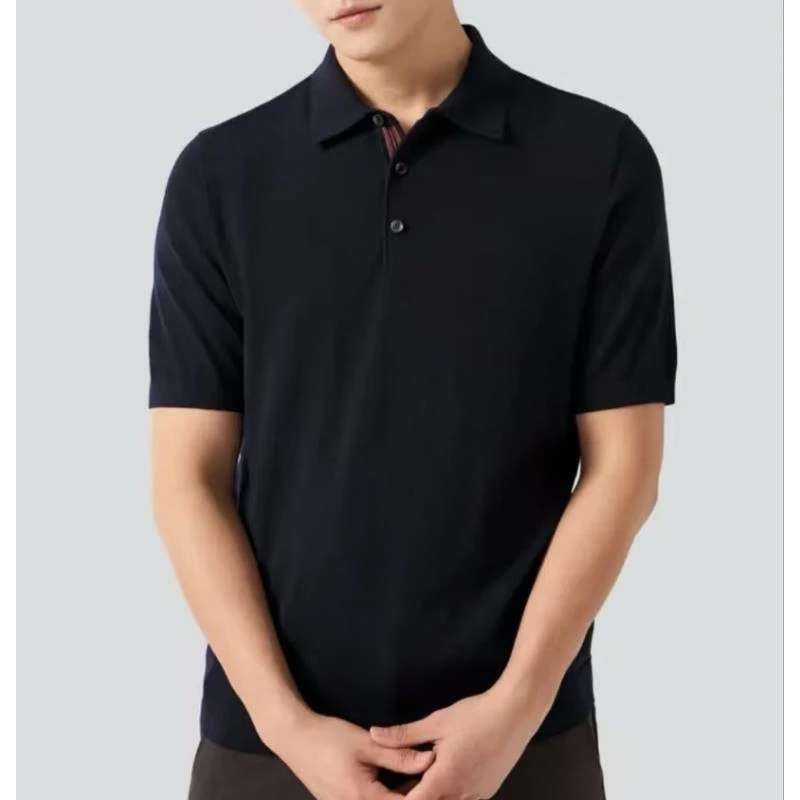 【120支扬子纱～男Polo】100纯羊毛商务简约翻领针织短袖T恤