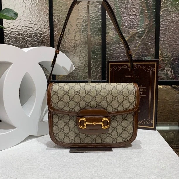 99新 GUCCI/古驰 Gucci棕色1955马鞍包 25060074-01