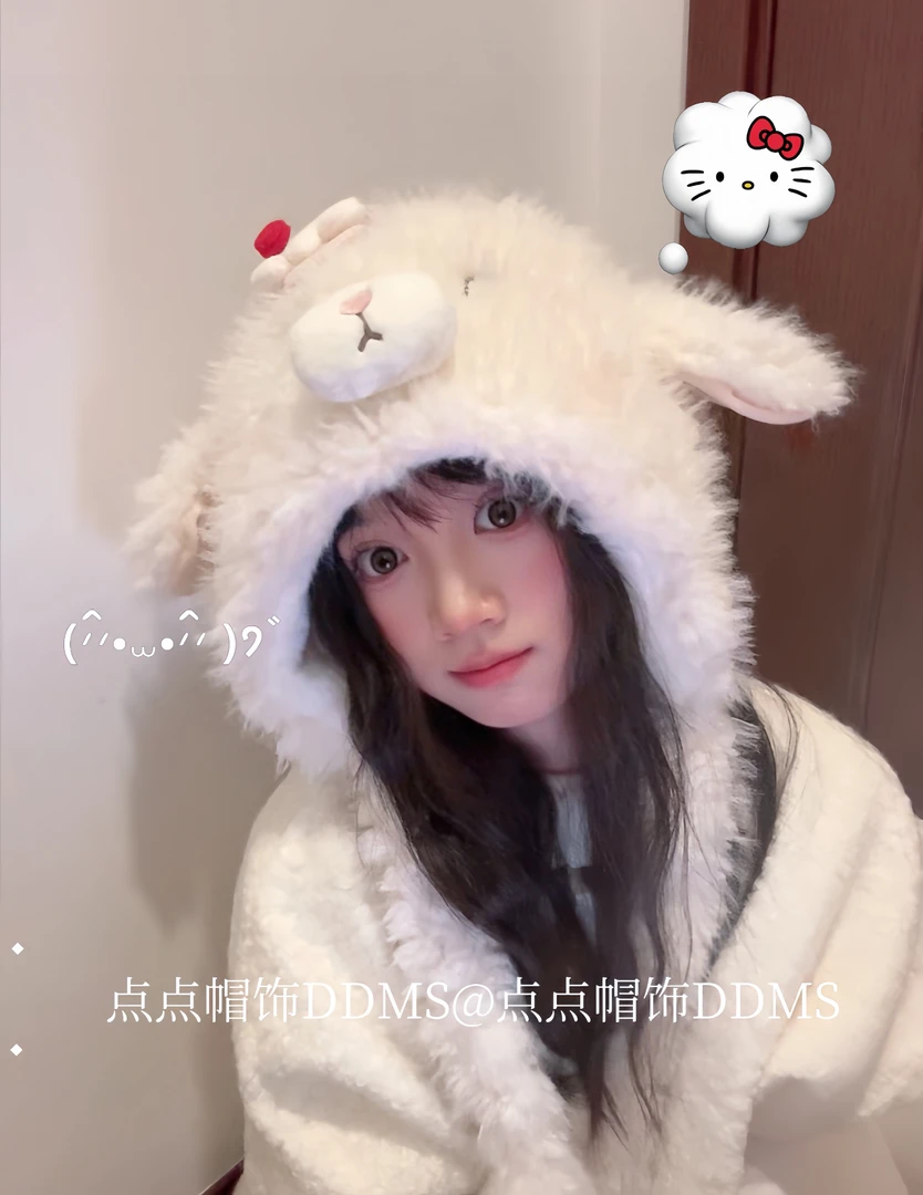 【点点帽饰】冬季新款毛绒绒厚款可爱耳朵会动耳帽子