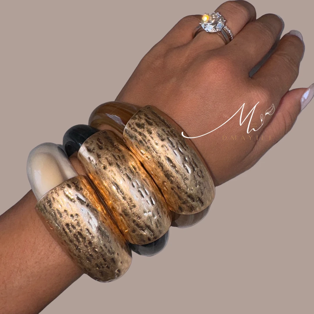 铜合金树脂手镯 MAYILI 树脂铜手镯不规则圈口时尚小众