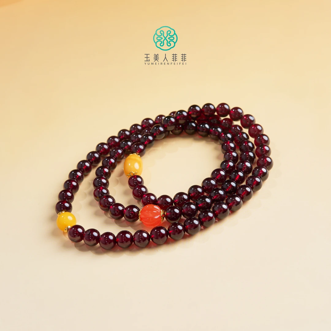 菲菲珠宝好@S925石榴石三圈手串约6.5mm-多样性发一