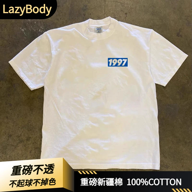 【重磅不透】美式短袖男2025夏季新款潮牌重磅纯棉圆领休闲短袖t恤