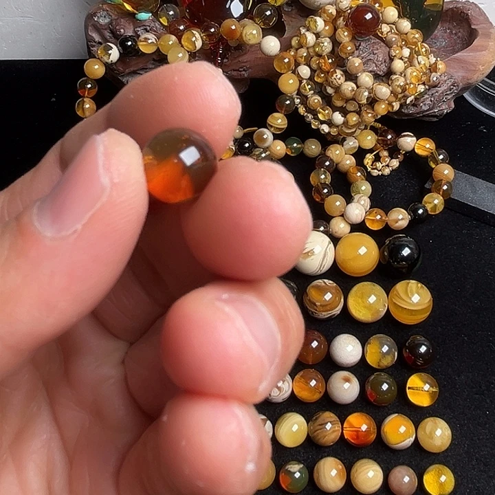 琥珀未镶嵌手链缅甸琥珀血溶洞单珠