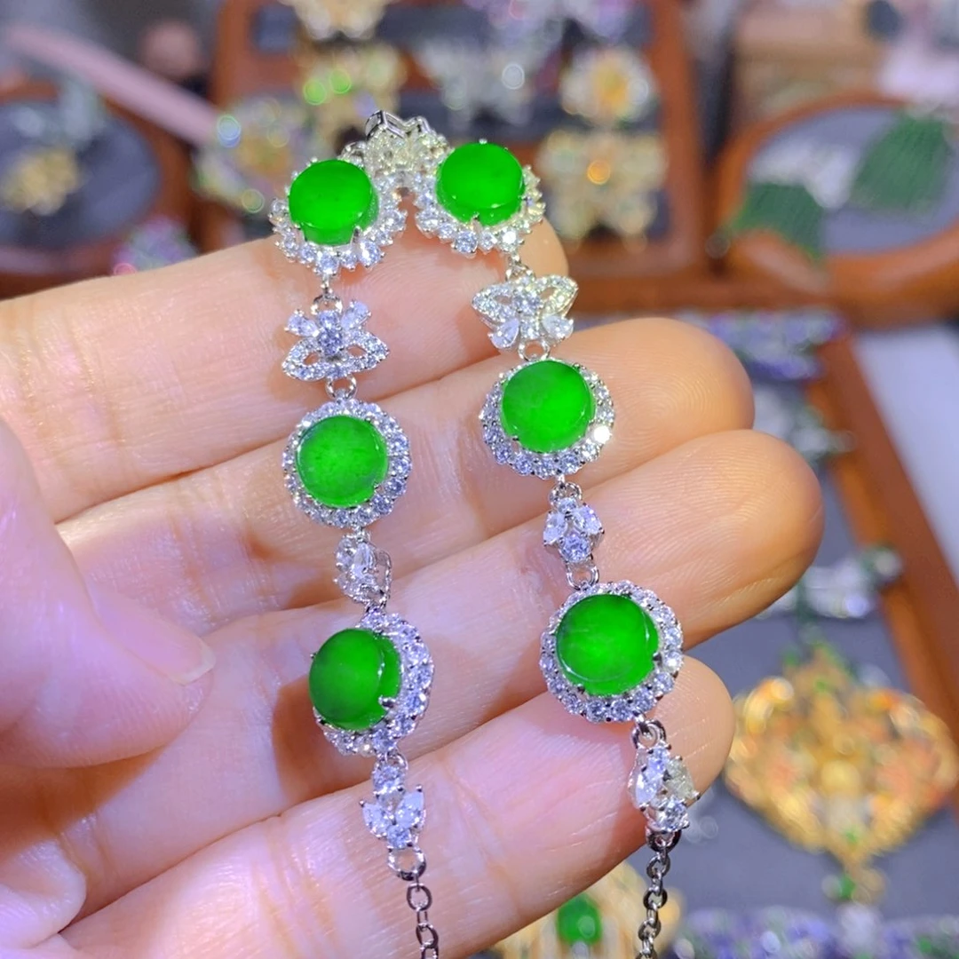 颈饰银S925镶嵌翡翠