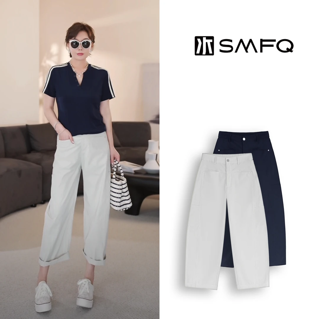 水木夫妻”速干工装裤”升级版抗皱夏季显瘦速干八分裤工装裤女！