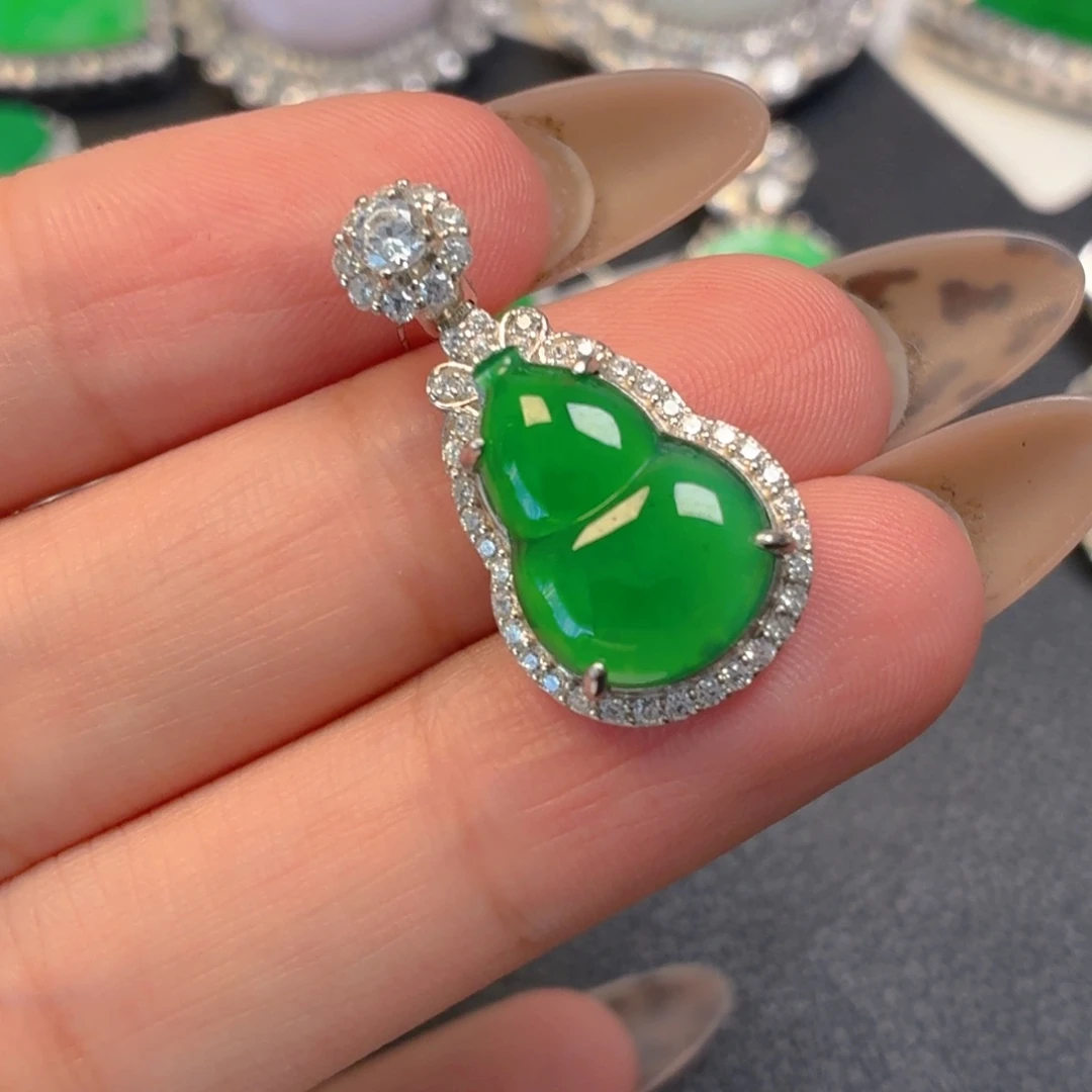 翡翠银S925镶嵌吊坠(不含链)