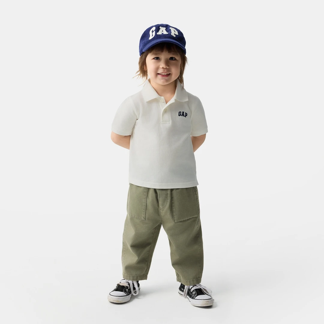 【达人专属】Gap男童2025春季新款logo纯棉短袖polo衫透气T恤857486
