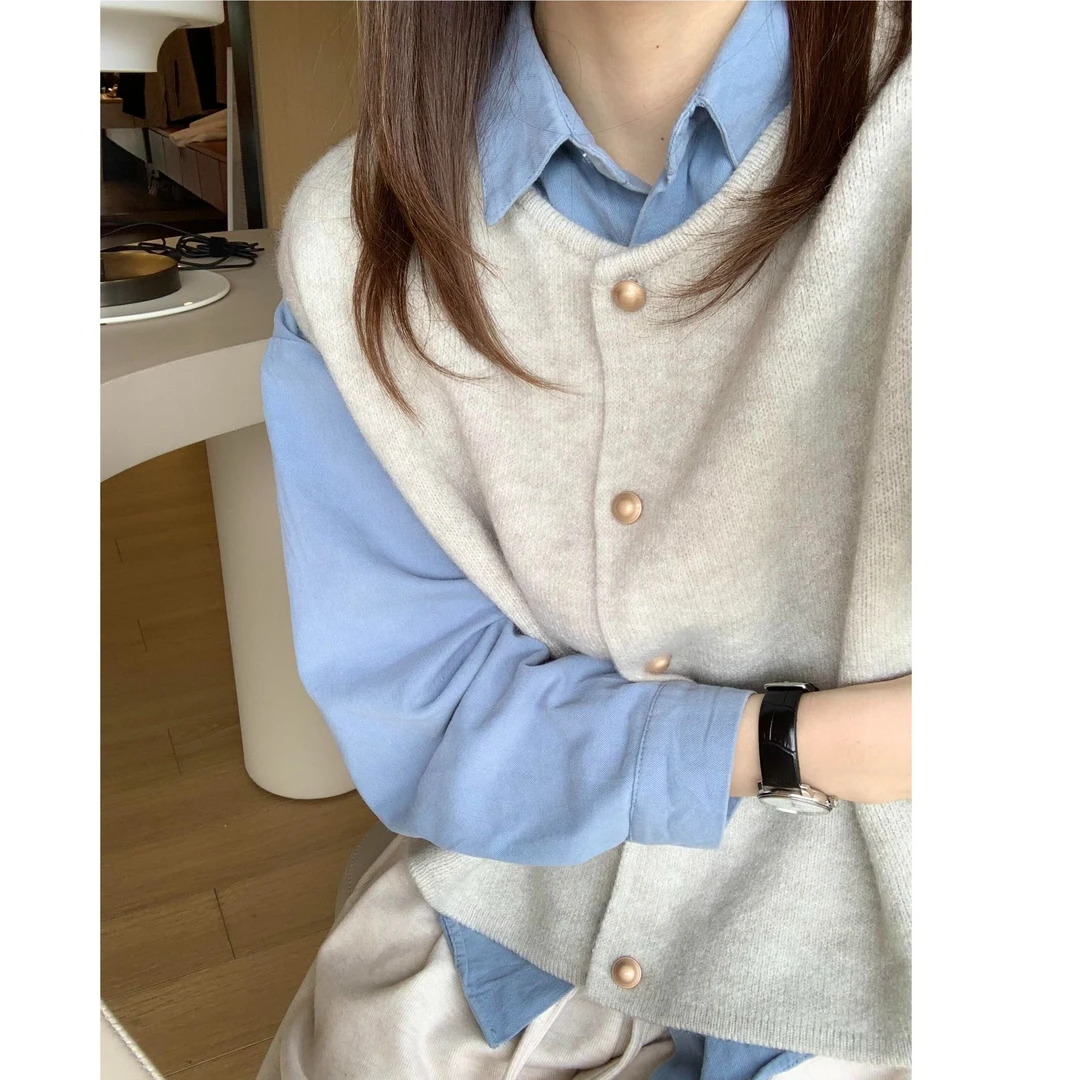 1681毛针织衫背心宽松针织衫百搭套头时尚新款休闲