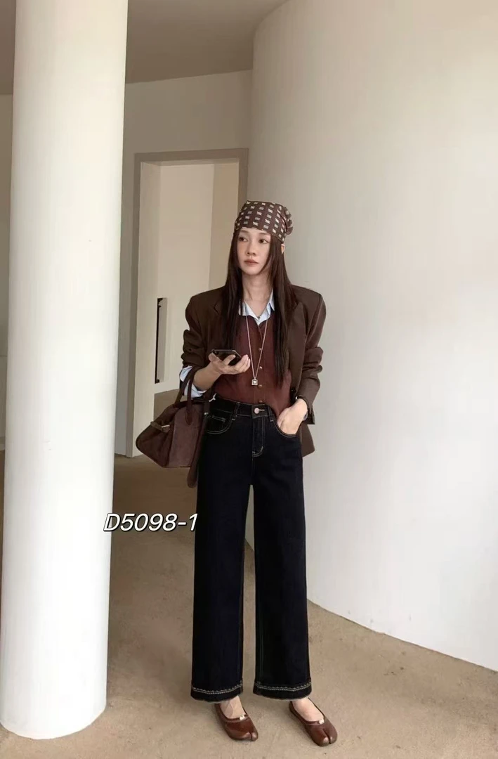 【5098】女#高腰直筒宽松牛仔裤