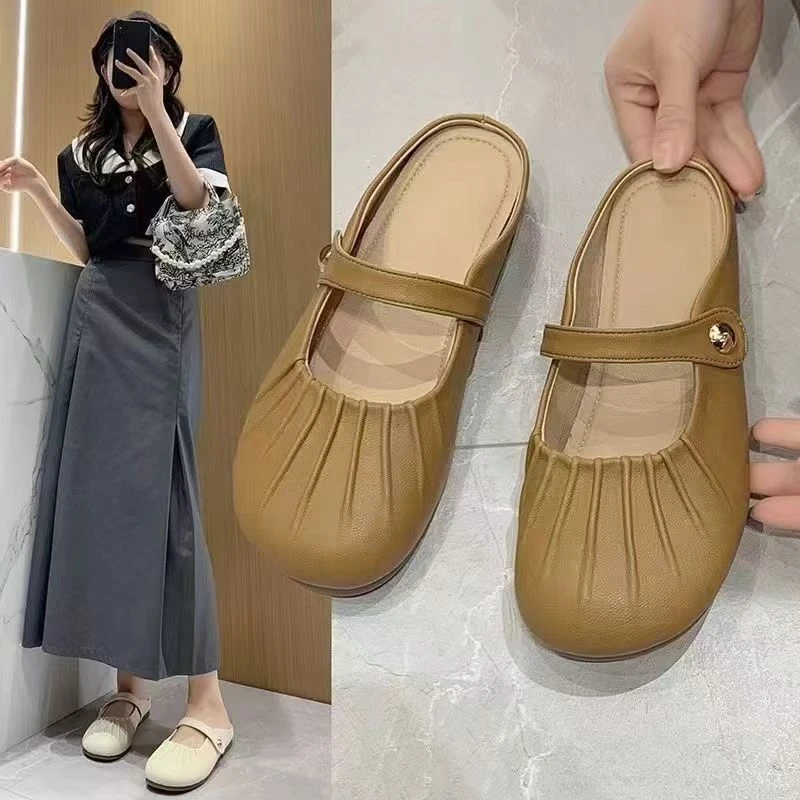 洋气女拖鞋外穿2025爆款包头半拖仙女风法式配裙子气质软底凉拖鞋