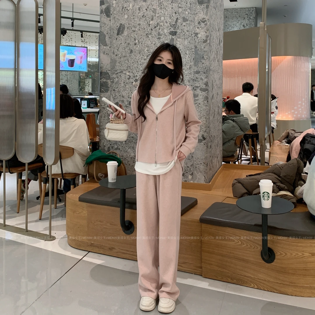 【慵懒假两件2.0】2025设计师新款时尚卫衣外套+裤子两件套装TZ1960