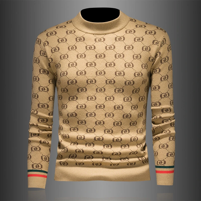 KANMALENLY/肯梅灵列冬季毛衣男半高领提花欧货潮加厚羊毛针织衫