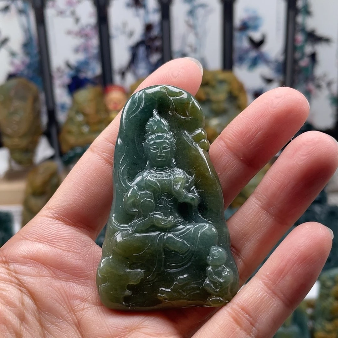 翡翠未镶嵌颈饰天然翡翠a货观音