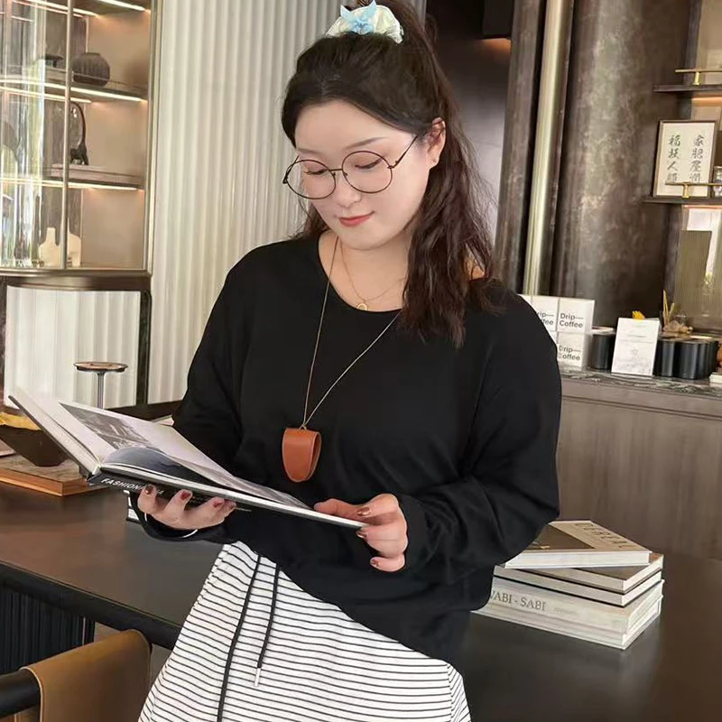 200斤胖mm大码女装V领大码正肩长袖T恤弹力遮肉显瘦打底衫