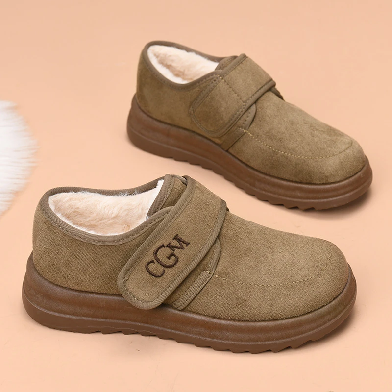 2025新款秋冬女鞋子厚底勃肯雪地靴女加绒毛毛乐福鞋外穿保暖棉鞋