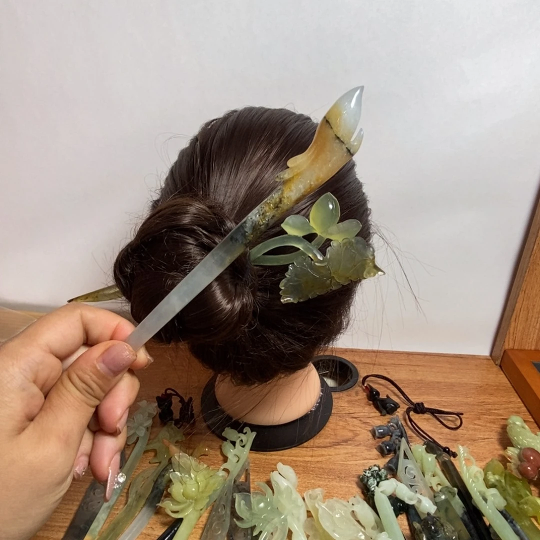 蛇纹石玉未镶嵌发饰